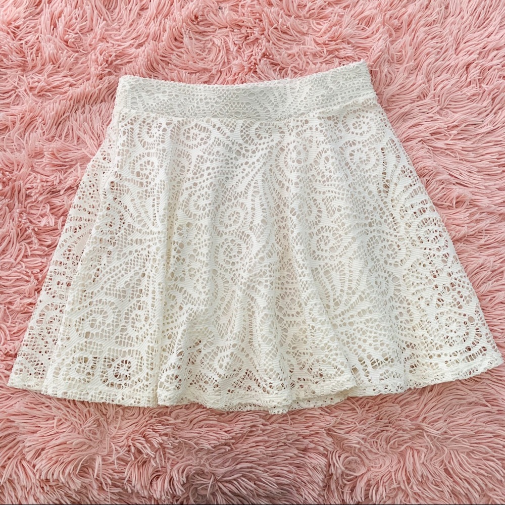 White Lace Skater Skirt